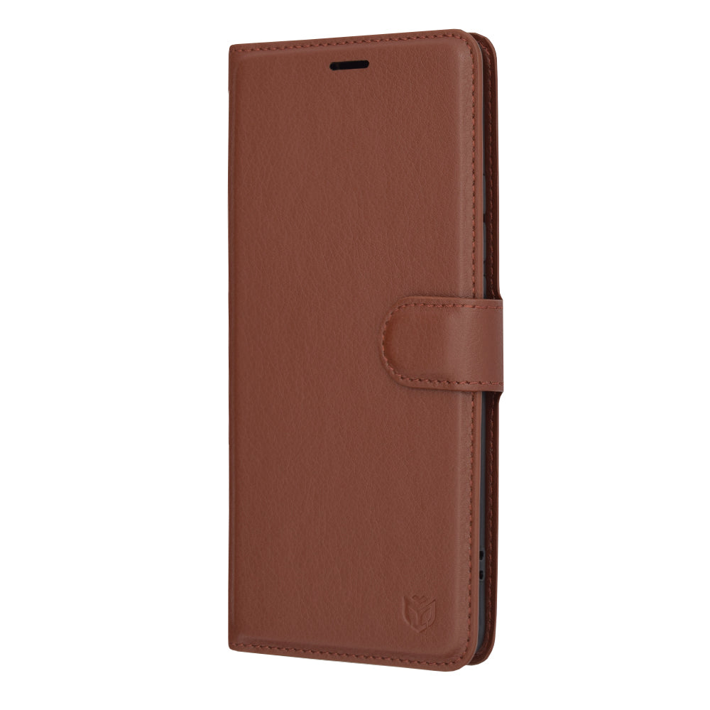 Hülle für Oppo Reno10 / Reno10 Pro, Techsuit, Leder-Folio, Braun