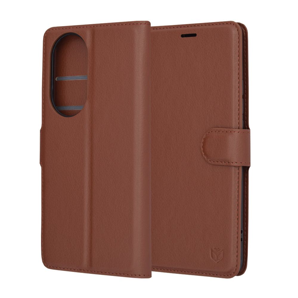 Hülle für Oppo Reno10 / Reno10 Pro, Techsuit, Leder-Folio, Braun