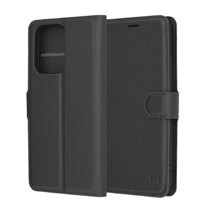 Hülle für Oppo Reno13 FS 5G / Reno13 F 4G / Reno13 F, Techsuit, Leder-Folio, Schwarz