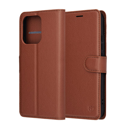Hülle für Oppo Reno14, Techsuit, Leather Folio, Braun