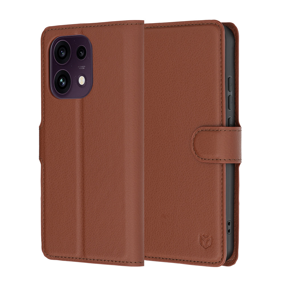 Hülle für Oppo Reno16 F / Reno16 FS, Techsuit, Leder-Folio, Braun