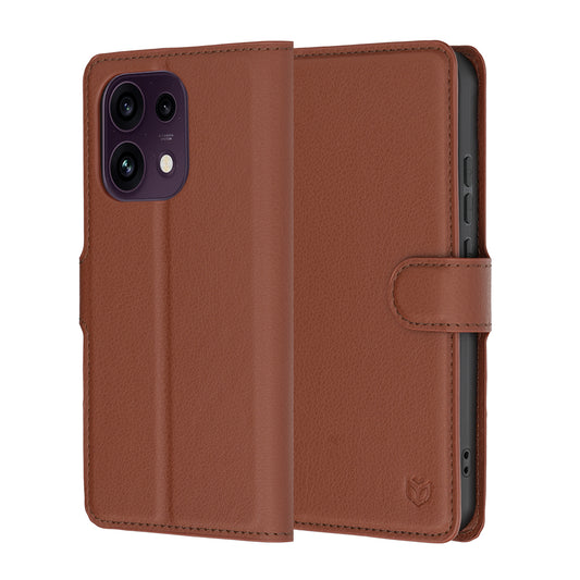 Hülle für Oppo Reno16 F / Reno16 FS, Techsuit, Leder-Folio, Braun