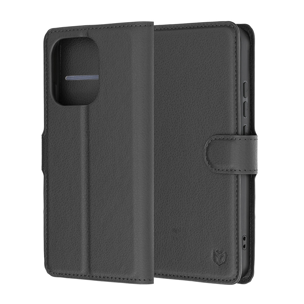 Hülle für Oppo Reno16 F / Reno16 FS, Techsuit, Leder-Folio, Schwarz