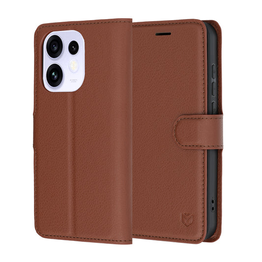 Hülle für Oppo Reno16 / Reno16 Pro, Techsuit, Leder-Folio, Braun
