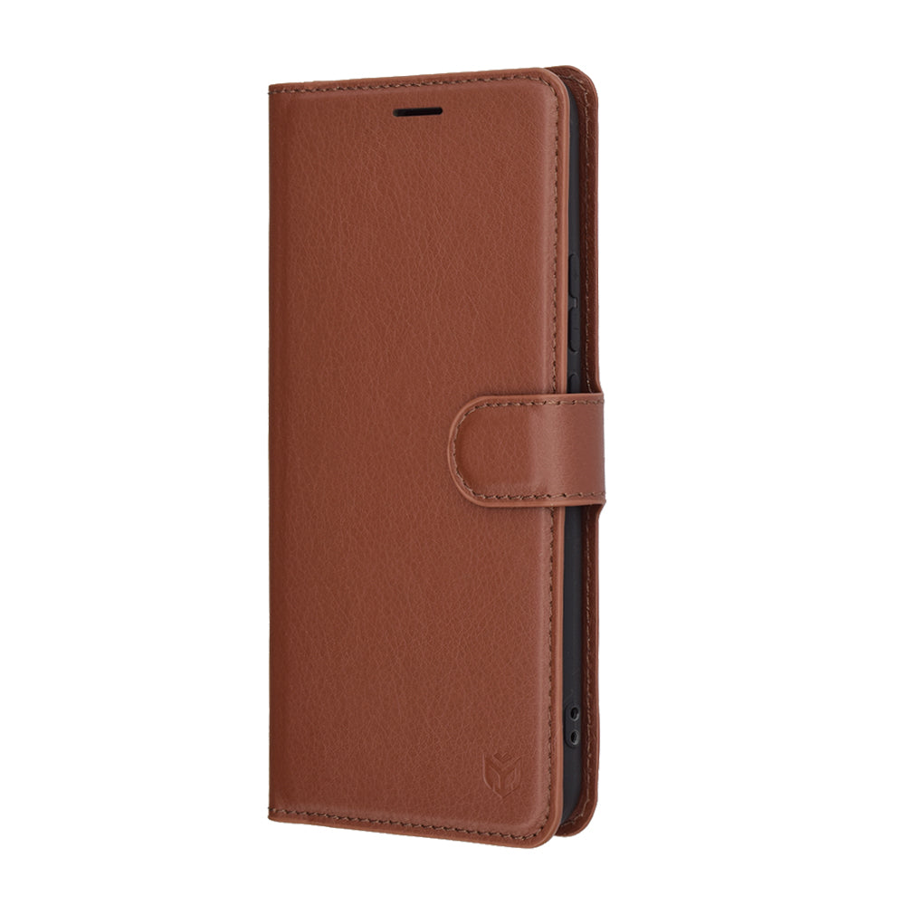 Hülle für Realme 14 Pro+, Techsuit, Leder-Folio, Braun