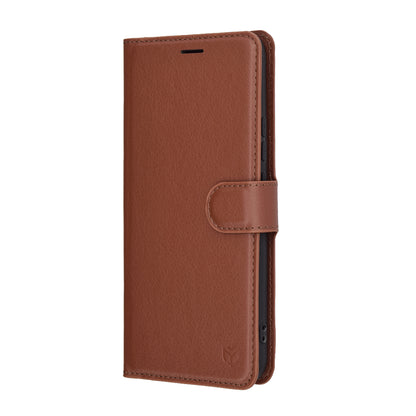 Hülle für Realme 14 Pro+, Techsuit, Leder-Folio, Braun