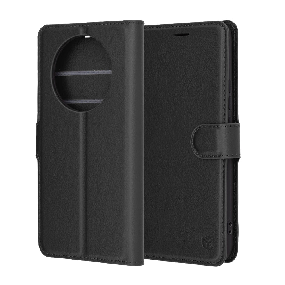 Hülle für Realme 14 Pro+, Techsuit, Leder-Folio, Schwarz
