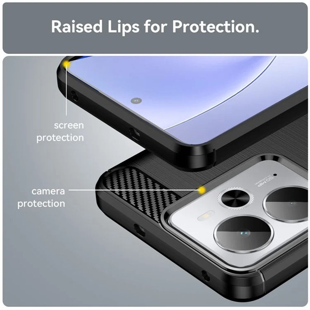 Hülle für Realme 14T / 14, Techsuit, Carbon, Schwarz