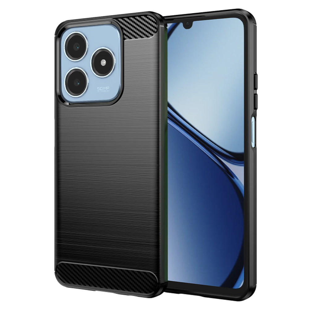 Hülle für Realme C63 / C61, Techsuit, Carbon, Schwarz
