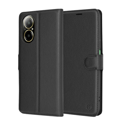 Hülle für Realme C67 4G, Techsuit, Leder-Folio, Schwarz