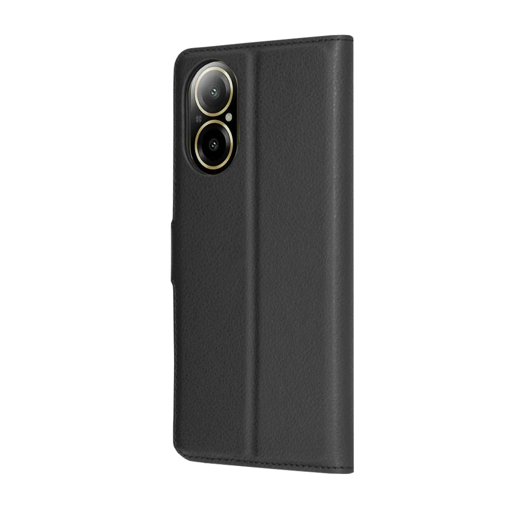 Hülle für Realme C67 4G, Techsuit, Leder-Folio, Schwarz