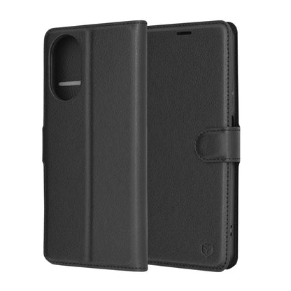 Hülle für Realme C67 4G, Techsuit, Leder-Folio, Schwarz