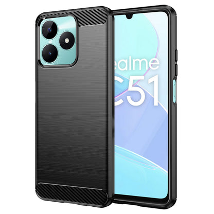 Hülle für Realme Note 50 / C51, Techsuit, Carbon, Schwarz