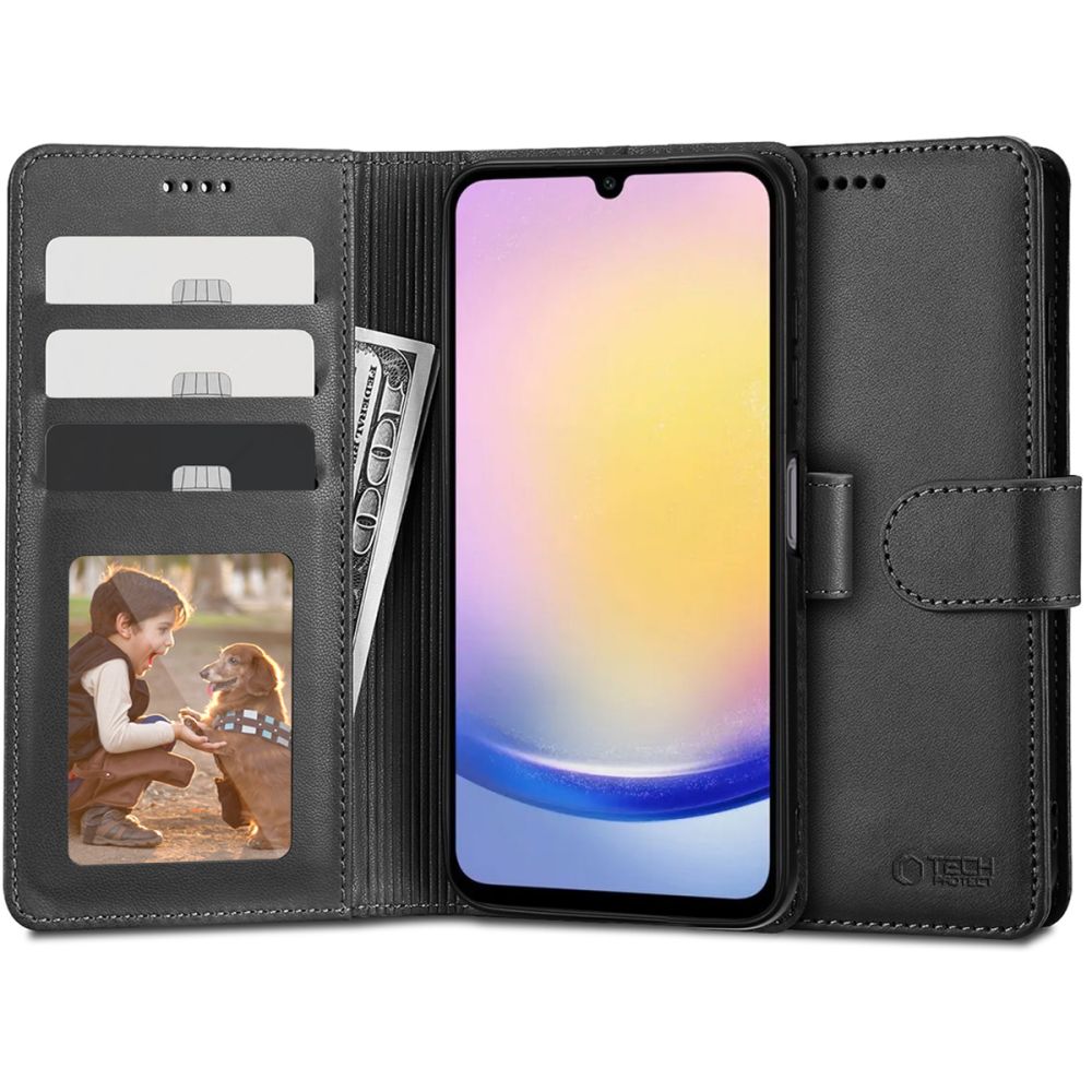 Hülle für Samsung Galaxy A25 A256, Tech-Protect, Wallet, Schwarz