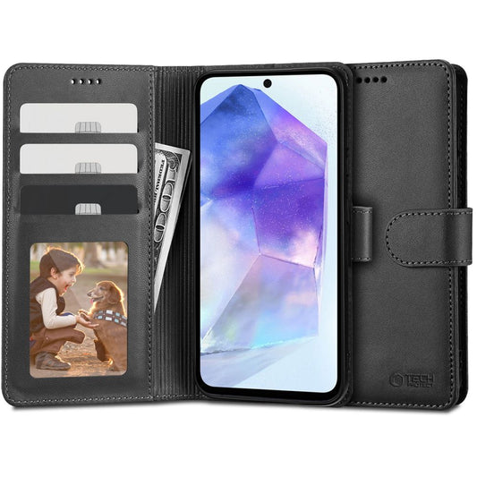 Tasche für Samsung Galaxy A55 5G A556, Tech-Protect, Wallet, Schwarz 