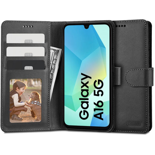 Hülle für Samsung Galaxy A16 5G A166 / A16 4G A165, Tech-Protect, Wallet, Schwarz