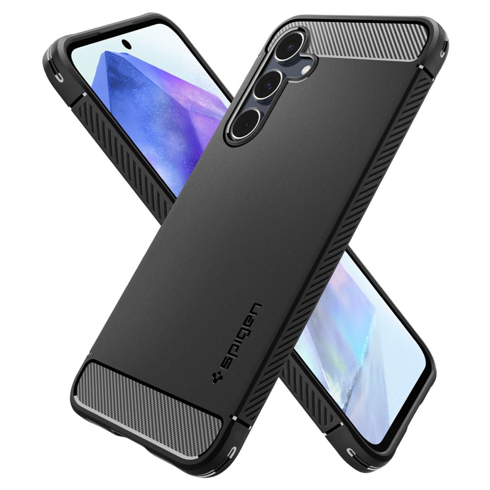 Hülle für Samsung Galaxy A55 5G A556, Spigen, Rugged Armor, Schwarz ACS07500