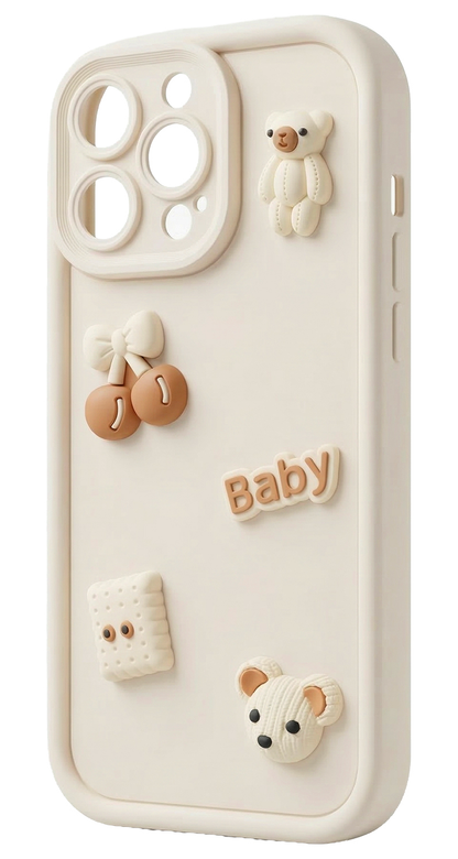 Case for Samsung Galaxy S25 S931, OEM, Ultra Trendy 3D Bear, Beige