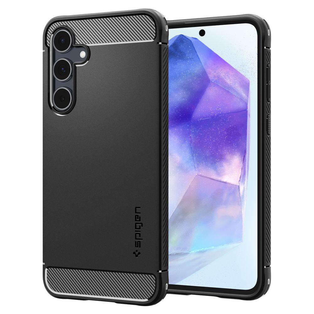 Hülle für Samsung Galaxy A55 5G A556, Spigen, Rugged Armor, Schwarz ACS07500