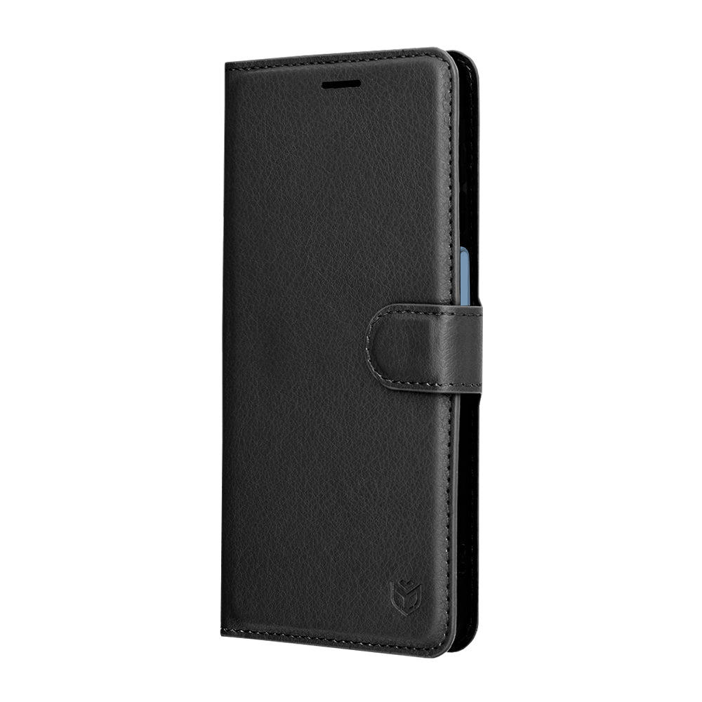 Hülle für Samsung Galaxy A17 4G / A17 5G, Techsuit, Leder-Folio, Schwarz
