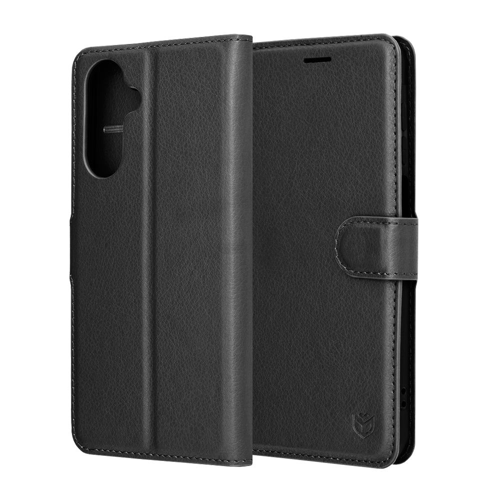 Hülle für Samsung Galaxy A17 4G / A17 5G, Techsuit, Leder-Folio, Schwarz