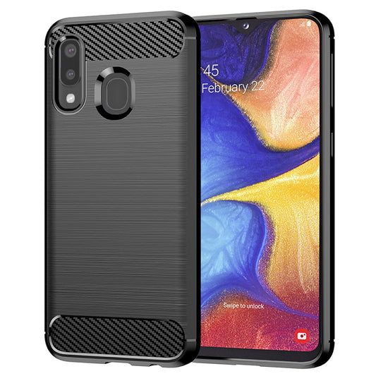 Hülle für Samsung Galaxy A20e A202, Techsuit, Carbon, Schwarz