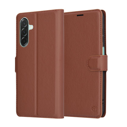 Hülle für Samsung Galaxy A26 A266, Techsuit, Leder-Folio, Braun