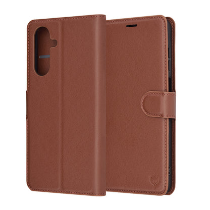 Hülle für Samsung Galaxy A26 A266, Techsuit, Leder-Folio, Braun