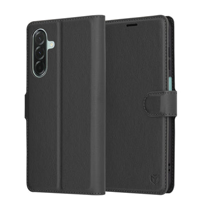 Hülle für Samsung Galaxy A26 A266, Techsuit, Leder-Folio, Schwarz