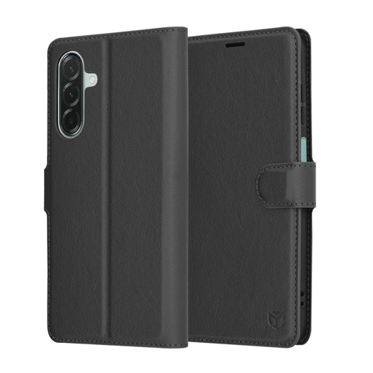 Hülle für Samsung Galaxy A26 A266, Techsuit, Leder-Folio, Schwarz