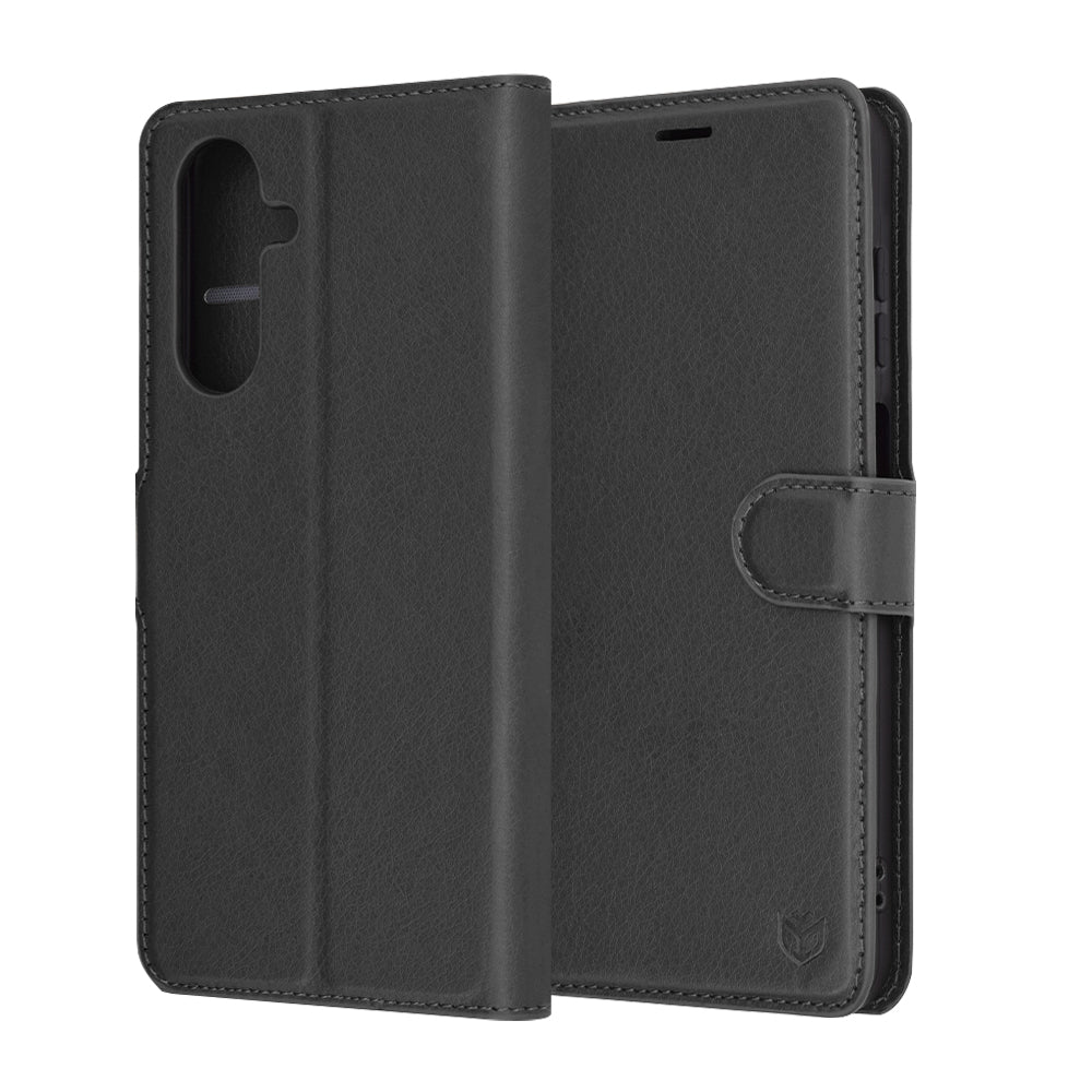 Hülle für Samsung Galaxy A26 A266, Techsuit, Leder-Folio, Schwarz