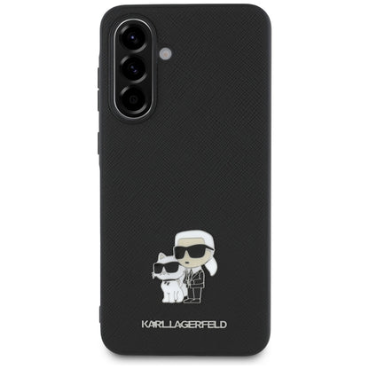 Hülle für Samsung Galaxy A36 A366, Karl Lagerfeld, Saffiano Karl & Choupette Metal, Schwarz