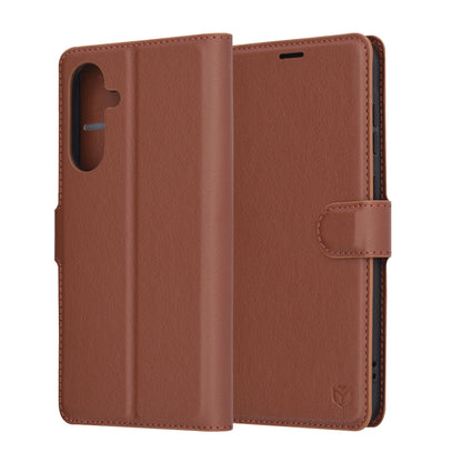 Hülle für Samsung Galaxy A36 A366, Techsuit, Leder-Folio, Braun