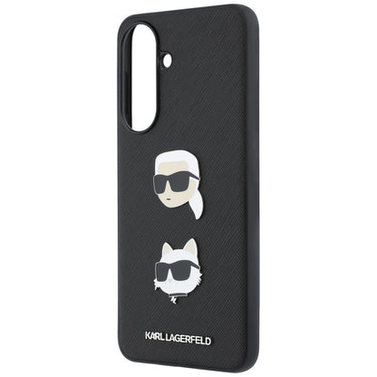 Hülle für Samsung Galaxy A37 5G, Karl Lagerfeld, Grained Karl & Choupette's Heads Pins und Logo, Schwarz