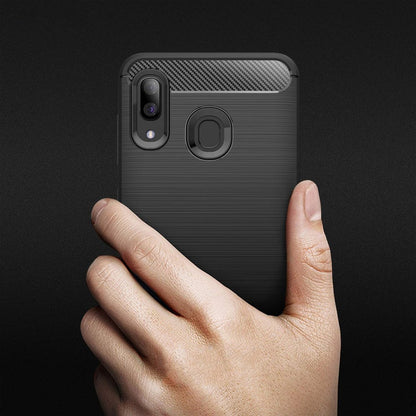 Hülle für Samsung Galaxy A40 A405, Techsuit, Carbon, Schwarz