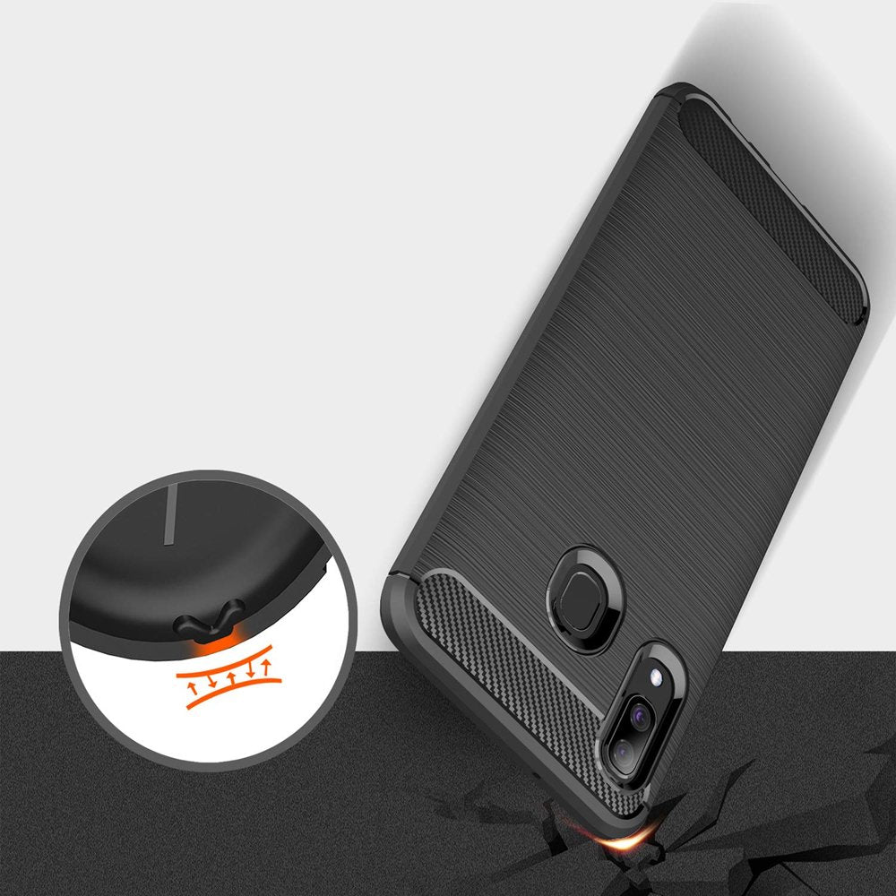 Hülle für Samsung Galaxy A40 A405, Techsuit, Carbon, Schwarz