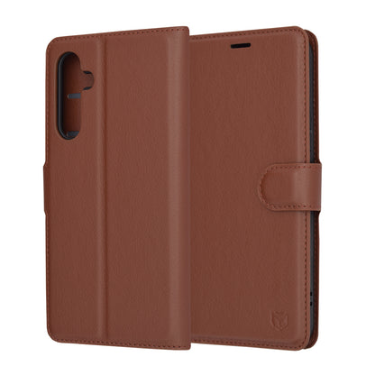 Hülle für Samsung Galaxy A54 A546, Techsuit, Leder-Folio, Braun