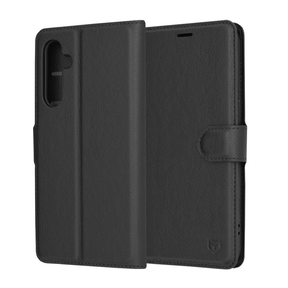 Hülle für Samsung Galaxy A54 A546, Techsuit, Leder-Folio, Schwarz