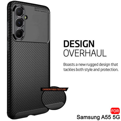 Hülle für Samsung Galaxy A55 5G A556, Techsuit, CarbonFiber, Schwarz