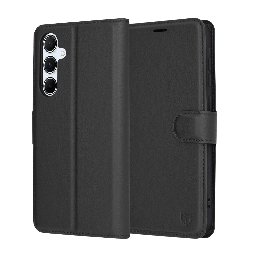 Hülle für Samsung Galaxy A55 5G A556, Techsuit, Leder-Folio, Schwarz