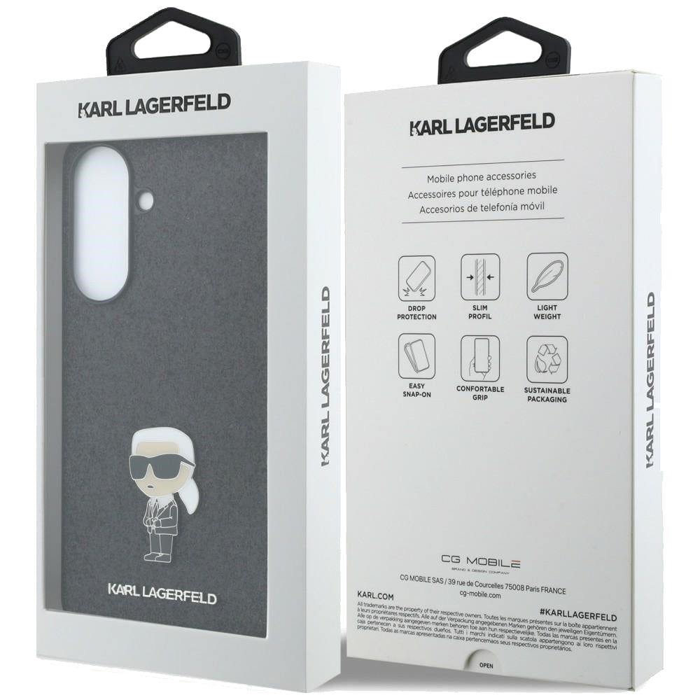 Case for Samsung Galaxy A57 5G, Karl Lagerfeld, Glitter Fixed Ikonik Karl, Black