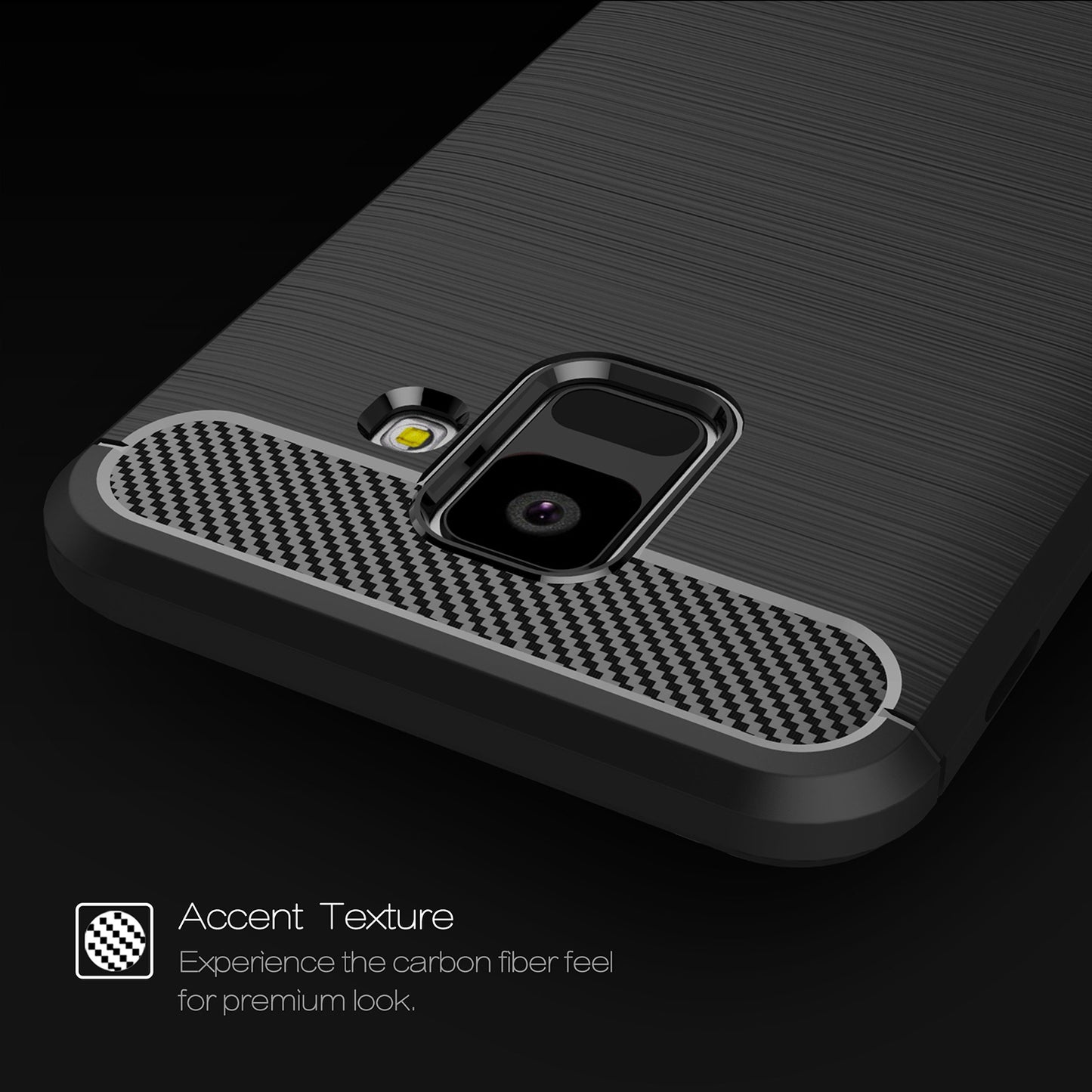 Hülle für Samsung Galaxy A6 (2018) A600, Techsuit, Carbon, Schwarz