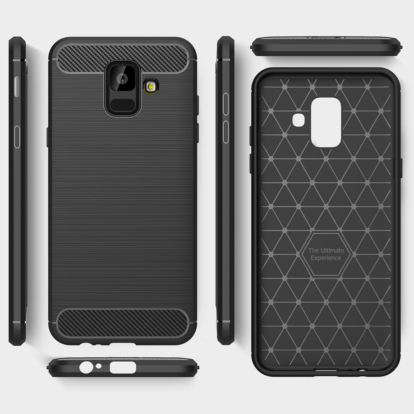 Hülle für Samsung Galaxy A6 (2018) A600, Techsuit, Carbon, Schwarz