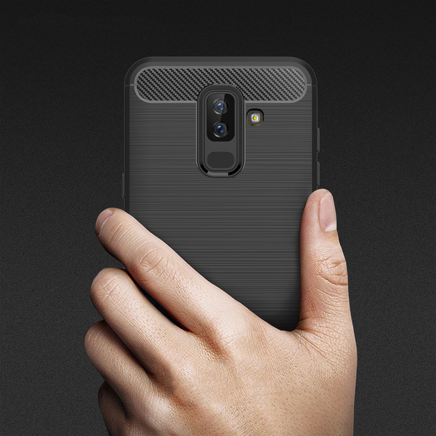 Hülle für Samsung Galaxy A6 Plus (2018) A605, Techsuit, Carbon, Schwarz