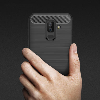 Hülle für Samsung Galaxy A6 Plus (2018) A605, Techsuit, Carbon, Schwarz