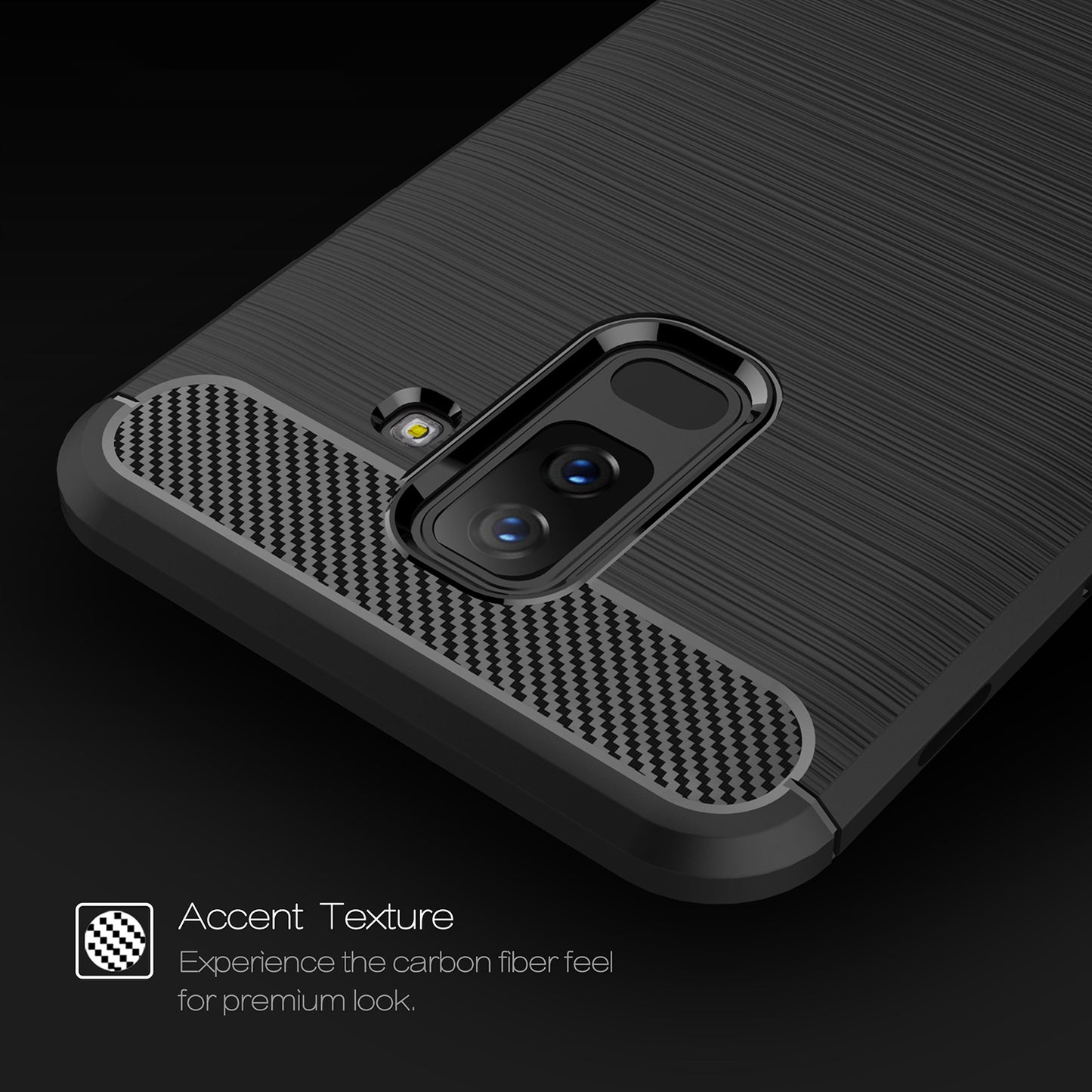 Hülle für Samsung Galaxy A6 Plus (2018) A605, Techsuit, Carbon, Schwarz