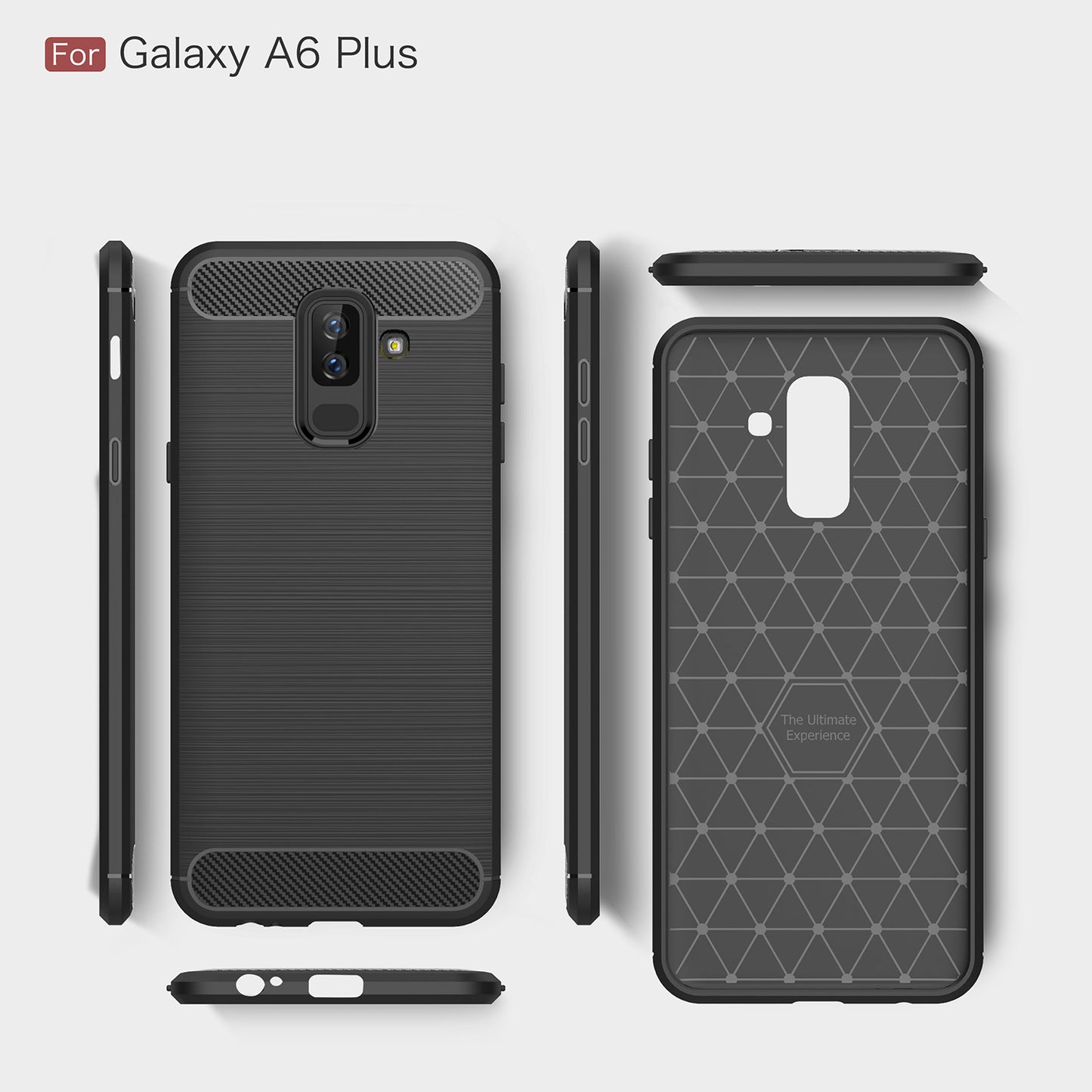 Hülle für Samsung Galaxy A6 Plus (2018) A605, Techsuit, Carbon, Schwarz