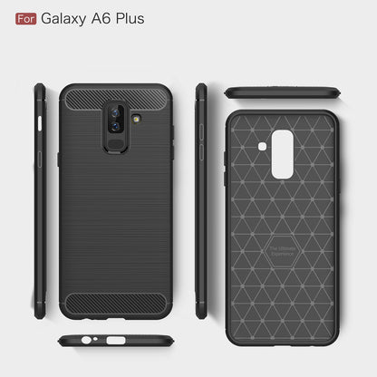 Hülle für Samsung Galaxy A6 Plus (2018) A605, Techsuit, Carbon, Schwarz