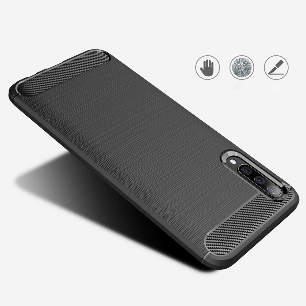 Hülle für Samsung Galaxy A70s A707 / A70 A705, Techsuit, Carbon, Schwarz