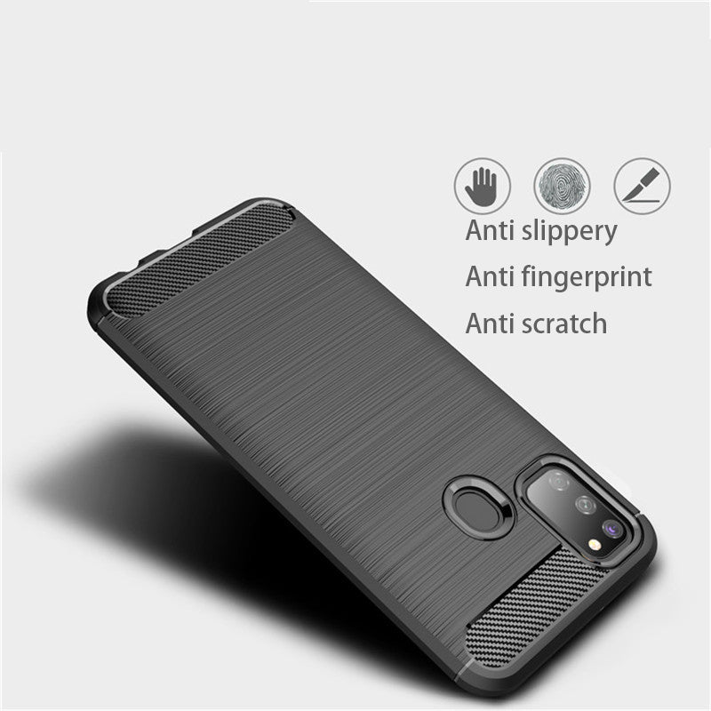 Hülle für Samsung Galaxy M21 M215 / M30s M307, Techsuit, Carbon, Schwarz